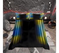 Loussiesd Geometric Abstract Ombre Duvet Cover Set Kids Teens Blue Yellow And Black Striped Bedding Set Decor Modern Fashion Comforter Cover Set Bedroom Collection 3Pcs Double Size Boys