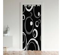 Loussiesd Geometric Circle Grey White Black Closet Door Cover Curtain for Living Room Door Curtain for Doorway Privacy Decor Modern Art Darkening Blackout Curtain Abstract Art 86x203cm