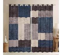 Loussiesd Geometric Darkening Dreapes Buffalo Check Blue Grey Brown Curtains for Bedroom Living Room Blackout Curtains Children Decor Modern Art Vintage Window Treatments W66*L72
