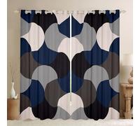 Loussiesd Geometric Print Darkening Dreapes Blue Grey Black Curtains for Bedroom Living Room Kids Decor Modern Art Blackout Curtains Luxury Abstract Art Window Treatments W66*L90