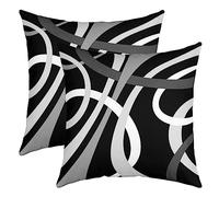 Loussiesd Geometric Stripes Throw Pillow Covers 60x60cm Set of 2 Soft Modern Abstract Art Pillow Cases Cushion Covers Black White Grey Stripe Line Decorative Throw Pillowcases for Sofa Couch Chair