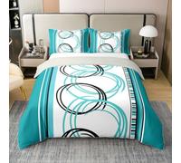 Loussiesd Geometry Kids Duvet Cover King Size Abstract Stripes Circles Cotton Bedding Set Geometric Comforter Cover for Kids Boys Girls Bedroom Modern Art Decor Microfiber Ultra Soft Breathable