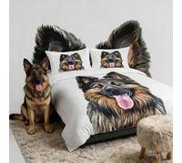 Loussiesd German Shepherd Dog Bedding Set Single Size for Boys Girls Kids Teens 3D Pet Themed Animal Bed Cover GSD Alsatian Dog Comforter Cover with 1Pillow Shams Soft Microfiber Zipper