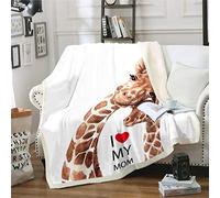 Loussiesd Giraffe Wild Animal Theme Wildlife Pattern for Couch Travel Sofa Giraffe Family Design Air Conditioning Ultra Soft Room Decor Double 60"x79" Fuzzy Blanket