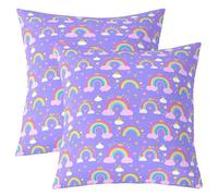 Loussiesd Girls Boho Rainbow Printed Cushion Case 55x55cm 2Pcs, Cute Purple Throw Pillow Covers for Kids Women, Colorful Cartoon Style Pillowcase Decor