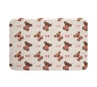 Loussiesd Girls Cute Bear Bath Mat 50 x 80 cm Bow Knot Bath Mat for Shower Room Cute Animal Princess Theme Bath Rugs All Season Home Decor