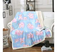 Loussiesd Girls Fleece Blanket Cute Pig Pattern Sherpa Throw Blanket for Sofa Bed Cartoon Little Pigs Plush Blanket Lovely Heart Pattern Fuzzy Blanket Bedroom Decor Baby 30"x40"