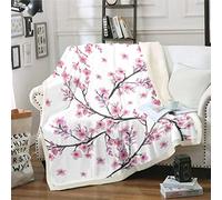 Loussiesd Girly Pink Floral Print Plush Blanket Blossom Flowers Fleece Throw Blanket for Sofa Couch Chic Botanical Tree Branches Decor Warm Single 50"x60"