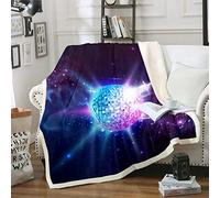 Loussiesd Glitter Ball Plush Blanket Disco Ball Fleece Throw Blanket for Boys Girls Children Galaxy Space Sherpa Blanket Stars Prrple Bed Chair Room Decor Starry Sky Fuzzy Blanket Single 50x60 Inch