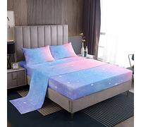 Loussiesd Glitter Bedding Sheet Girly Bed Sheets For Kids Children Teens Modern Purple Blue Pink Bedding Set Pastel Colorful Bed Sheet Set Bed Set 3Pcs Single Size