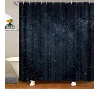 Loussiesd Glitter Galaxy Bathroom Shower Curtain Outer Space Themed Shower Curtain Starry Sky Bath Curtain for Stalls Bathtubs Decor Universe Planet Print Black Waterproof Curtain 180x200cm