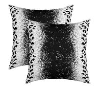 Loussiesd Glitter Silver Leopard Cushion Cover Ombre Throw Pillow Covers 50x50cm Set of 2 Black Silver Shiny Glitter Print Pillowcase