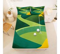 Loussiesd Golf Fitted Sheet with 1 Pillowcase Single Size Ball Sports Themed Bed Sheets Set 16" Deep Pocket Boys Girls Golf Club Bedding Teens Bedroom Decor Breathable Soft Lightweight Microfiber