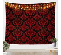 Loussiesd Gothic Wall Tapestry Black Red Damask Tapestry Wall Hanging for Kids Boys Girls Antique Victorian Baroque Tapestry Gothic Vintage Floral Wall Art for Bedroom Living Room,Medium 51"x59"