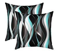 Loussiesd Green grey black stripes decorative cushion cover spiral pattern 60x60cm pillow case 2 pieces sofa cover cushion cover abstract geometric Art modern pillow case luxury Zip pillow case