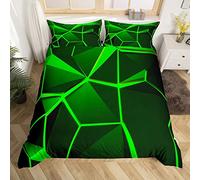 Loussiesd Green Hexagon Comforter Cover Stereoscopic Honeycomb Bedding Set for Kids Beehive Duvet Cover Geometric Honeycomb Bedspread Cover Simplistic Room Decor Bedclothes Single Boys