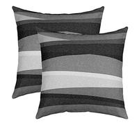 Loussiesd Grey White Black Stripes Pillow Covers Home Decor Set Geometric Reversible Throw Pillow Covers for Modern Striped Art Square Cushion Covers Set of 2 Set Abstract Art 24x24 Inch
