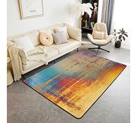 Loussiesd Grunge Abstract Art Area Rug Kids Blue Orange Messy Rust Painting Rugs for Living Room Bedroom Women Men Modern Vintage Retro Carpet Accent Rug Floor Mat Decor 100 * 150cm