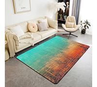 Loussiesd Grunge Abstract Art Area Rug Kids Teal and Orange Messy Rust Painting Rugs for Living Room Bedroom Women Men Modern Vintage Retro Carpet Accent Rug Floor MatDecor 150 * 200cm
