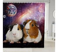 Loussiesd Guinea Pig Shower Curtain for Bathroom Kids Universe Galaxy Bathroom Shower Curtain Outer Space Cute Cavy Bath Curtain Waterproof Starry Sky Bathroom 72x72 Inch