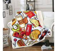 Loussiesd Hamburger Sherpa Blanket Food Theme Blanket for Couch Travel Sofa Pizza Hot Dog Fleece Blanket Ultra Soft Fsat Food Fuzzy Blanket Room Decor Plush Throw Blanket 50"x60"