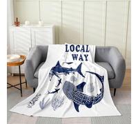 Loussiesd Hammerhead Shark and Whale Shark Flannel Blanket Plush Fuzzy Ocean Sealife Fleece Throw Blanket Boys Girls Marine Animal Plush Sofa Blue Nautical Baby 30x40Inch Ocean Lover Gift Bed Couch