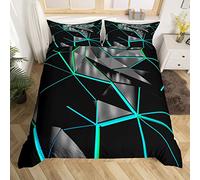 Loussiesd Hexagon Comforter Cover Stereoscopic Honeycomb Bedding Set for Kids Blue Black Beehive Duvet Cover Geometric Honeycomb Bedspread Cover Simplistic Room Decor Quilt Cover Super King Boys