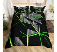 Loussiesd Hexagon Comforter Cover Stereoscopic Honeycomb Bedding Set for Kids Green Black Beehive Duvet Cover Geometric Honeycomb Bedspread Cover Simplistic Room Decor Quilt Cover Single Boys