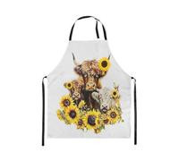 Loussiesd Highland Cow Apron for Women Men 78x66cm Highland Cattle Apron Decor Farmhouse Waterproof Apron Microfiber Animal Cooking Kitchen Chef Apron