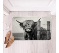 Loussiesd Highland Cow Bath Mats for Bathroom 16x24Inch Kids Highland Cattle Bathroom Rugs Cute Wild Animal Western Decor Btah Rugs for Shower Tub for Room Decor Grey Bathroom Accossories