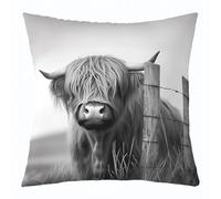 Loussiesd Highland Cow Pillow Cases Cushion Covers Kids Highland Cattle Throw Pillow Covers 40x40cm Soft Cute Wild Animal Western Decor Throw Pillowcases for Grey Cushion Cases