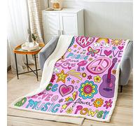 Loussiesd Hippie Peace Art Sherpa Blanket Peace Sign Artwork Fleece Throw Blanket for Bed Sofa Kids Room Decor The Art of Peace Plush Blanket Purple Fuzzy Blanket Baby 30x40 Inch