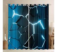 Loussiesd Honeycomb Curtains for Bedroom Living Room Hexagonal Ombre Blue Blackout CurtainsKids Geometrical Window Dreapes Beehive Modern Geometric Window Treatments Simplistic W46*L54