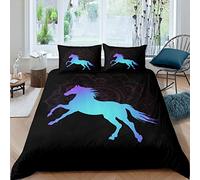 Loussiesd Horse Bedding Set for Kids Girls Boys Boho Mandala Galloping Horse Bedding & Linen Chic Bohemian Exotic Floral Duvet Cover Wildlife Steed Bedspread Cover Single Size 2Pcs