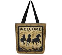 Loussiesd Horse Canvas Tote Bags for Women Gifts Galloping Horse Large Capacity Shoulder Handbags Travel Beach Bag Desert Reusable Grocery Bag for Shopping Gym Cute Animal Decor Mountain