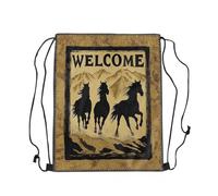 Loussiesd Horse Drawstring Backpack Galloping Horse Sports Gym String Bag Desert Drawstring Bags Cute Animal Decor Waterproof Cinch Bag Mountain Sackpack