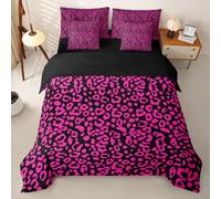 Loussiesd Hot Pink Leopard Print Duvet Cover With Sheets 7 Piece Double Size Cheetah Bedding Set for Kids Boys Girls Safari Bed in a Bag Animal Print Room Decor Soft Lightweight Microfiber
