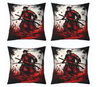 Loussiesd Japan Samurai Cushion Covers Set of 4 40x40cm For Kids Boys Girls Teens Japanese Ukiyoe Throw Pillow Covers Japanese Style Pillow Case For Sofa Bed Chair