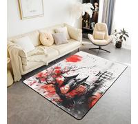 Loussiesd Japanese Anime Area Rug 100x150cm Kids Japan Cherry Blossom Floral Accent Rug for Boys Girls Abstract Art Decor Carpet Soft Lightweight Microfiber Room Decor
