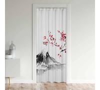 Loussiesd Japanese Style Doorway Curtain Privacy, Japan Cherry Blossom Door Cover Curtain, Exotic Fuji Mountain Insulated Thermal Curtains for Bedroom(1 Panel,106x203cm)