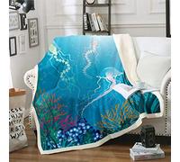 Loussiesd Jellyfish Fleece Blankets Marine Ocean for Kids Boys Girls Sea Animal Print Tapestries Underwater World Throw Blanket,Room Decor Sherpa Blanket Baby 30"x40"