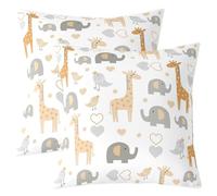 Loussiesd Jungle Animal Cushion Covers Cute Giraffe Lot De 2 Throw Pillow Covers 50x50cm for Boys Girls Elephant Zoo Animal Bedroom Decor Bird Heat Love