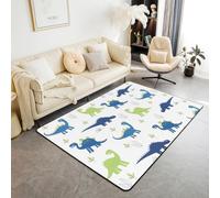 Loussiesd Jungle Animal Living Room Rugs Boys Girls Dinosaur Area Rug 150 * 200cm Breathable Soft 3D Digital Print Jungle Dino Bedroom Decor Blue Green