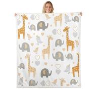 Loussiesd Jungle Animal Sherpa Blanket Cute Giraffe Throw Blanket 40x50Inch for Boys Girls Elephant Zoo Animal Bedroom Decor Bird Heat Love