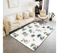 Loussiesd Jungle Animals Living Room Rugs Elephant Area Rug 150 * 200cm for Boys Girls Zebra Giraffe HippopotamusLeopard Cheetah Print Green Grey Orange