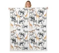 Loussiesd Jungle Animals Sherpa Blanket Boys Girls Elephant Throw Blanket Baby 30x40Inch Breathable Soft Zebra Cute Giraffe Bedroom Decor Leopard Cheetah Print Grey Orange