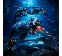 Loussiesd Jungle Dino Comforter Cover Double Size Dinosaur Bedding Set for Kids 3D Dino Duvet Cover Women Men Teens Ultra Soft Decor Wild Animal Zipper Closure All Season Breathable Lightweight