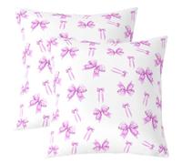Loussiesd Kawaii Bow Tie Throw Pillow Covers 2 Pcs Purple Bowknot Square Cushion Covers Cute Bow Pillow Case Sweet Princess Cushion Case for Couch Sofa Bedroom Decor 55x55cm
