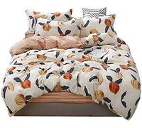 Loussiesd Kids Bedding & Linen Single Size Children Girls Boys Fruits Peach Bedding Set Stripe Decorative 2 Pieces Cartoon Tropical Duvet Cover Set Cute Tapestry with 1 Pillowcase Microfiber Zipper