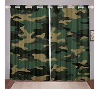 Loussiesd Kids Boys Camo Curtains Army Camouflage for Girls Teens Man Colorful Pattern Art Black Green Yellow Curtains W46*L54